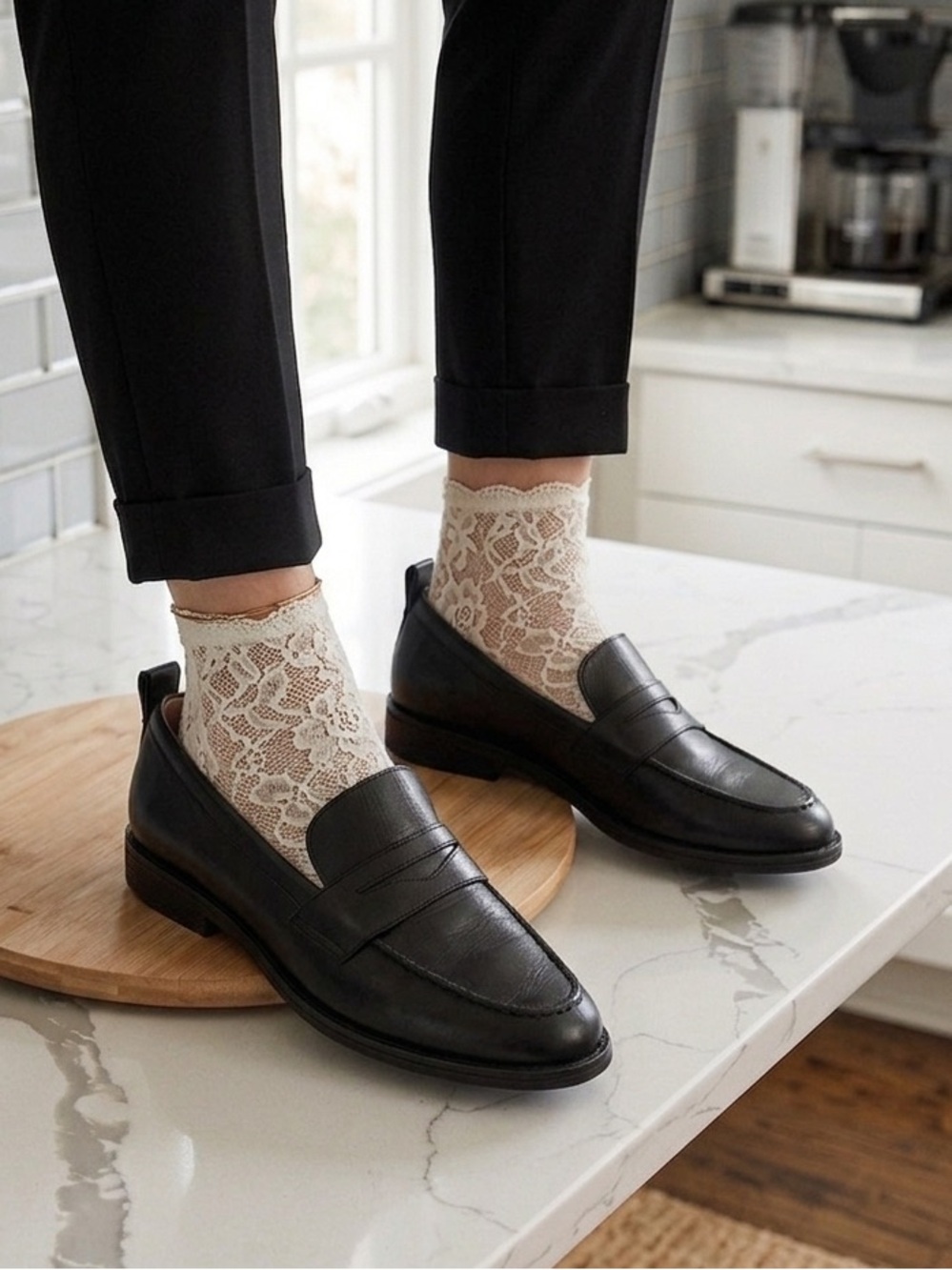 Cole Haan Black Leather Women's Penny Loafers - Classic Slip-On
